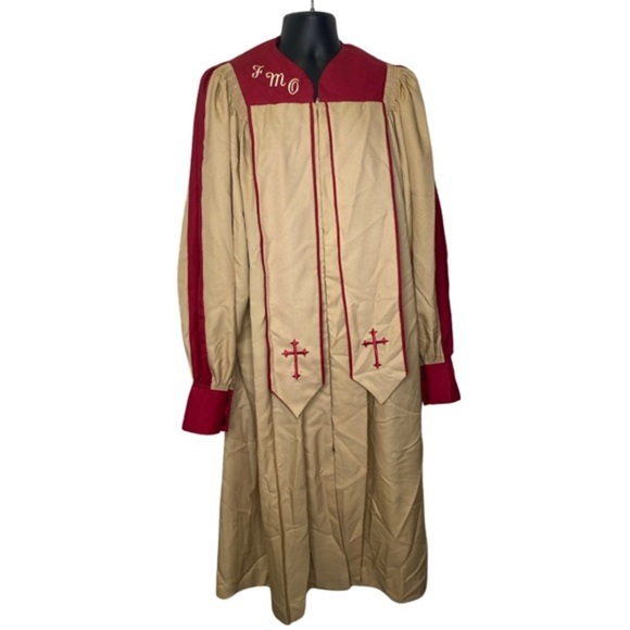 Regency Genuine Embroidered Unisex Choir Robe (Size:M, Color:Tan/Red) - Picture 1 of 3